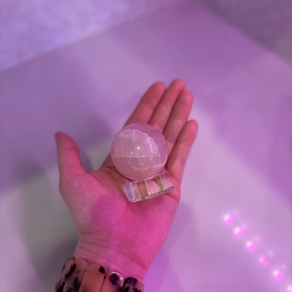 Rose Quartz Crystal Sphere - Picture 6 of 6